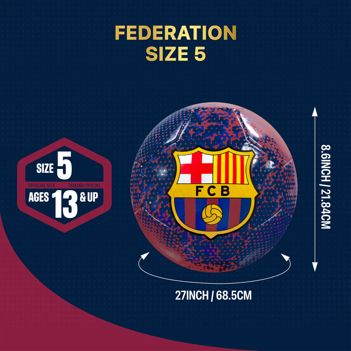 FC Barcelona Size 5 Soccer Ball Officially Licensed Barça Match Ball | Pro Size + Pump Included | Visca El Barça! LV