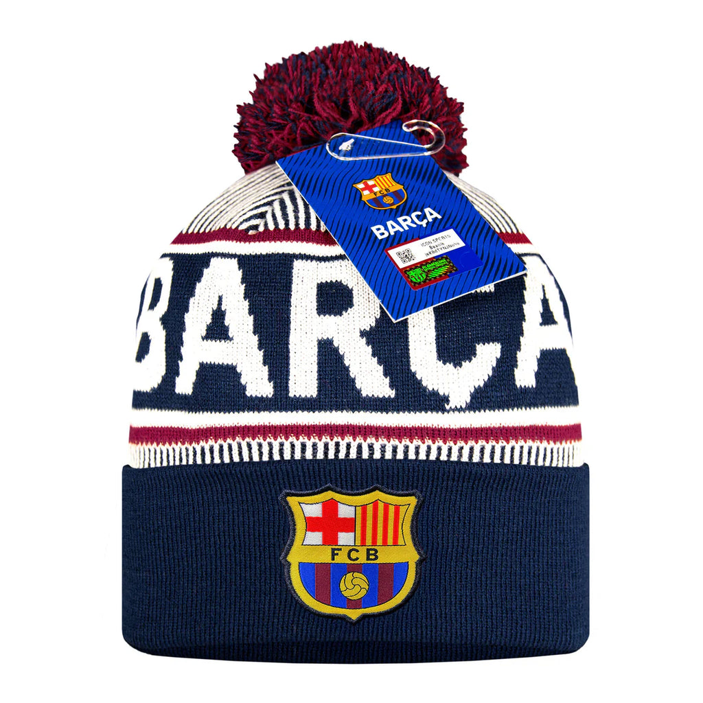 FC Barcelona Beanie Officially Licensed Barça Knit Hat | Match Day + Everyday Fit | Visca El Barça! LV