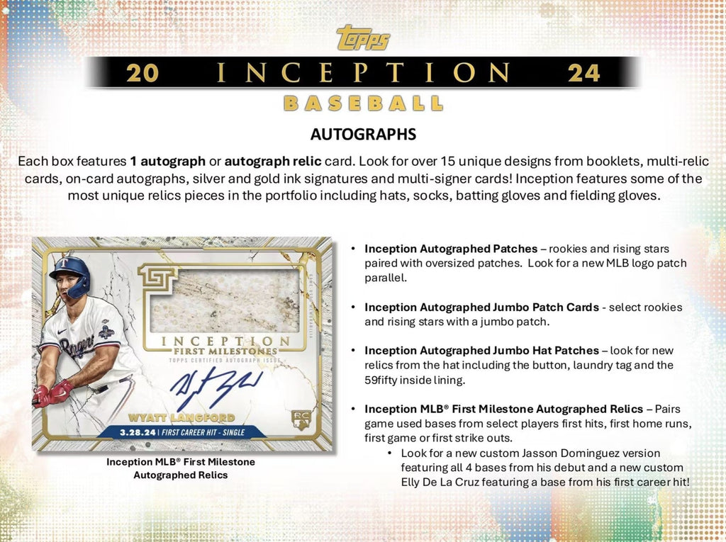 2024 Topps Inception Baseball Hobby Trading Cards LV