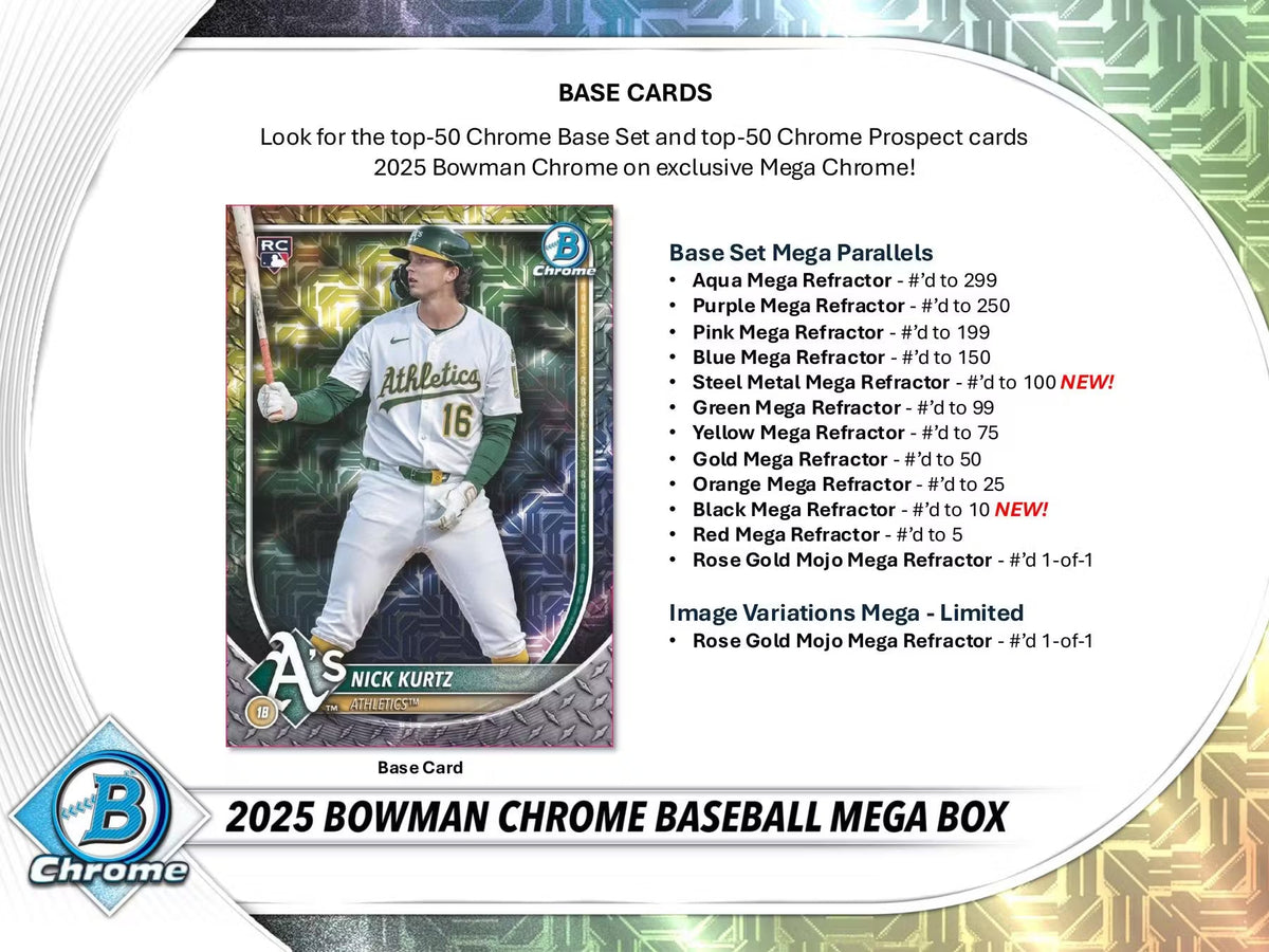 2025 Topps Bowman Chrome Baseball Mega Trading Cards LV