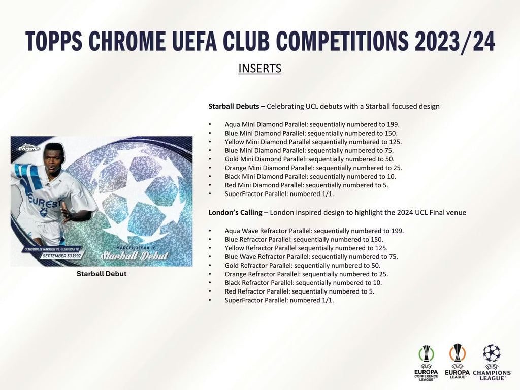 2023-24 Topps Chrome Soccer UEFA Club Competition Jumbo Hobby Trading Cards LV
