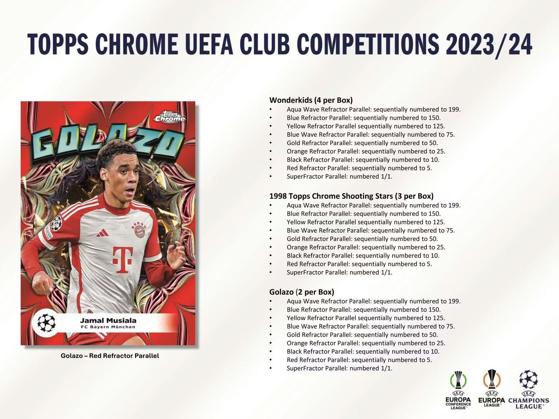 2023-24 Topps Chrome Soccer UEFA Club Competition Jumbo Hobby Trading Cards LV