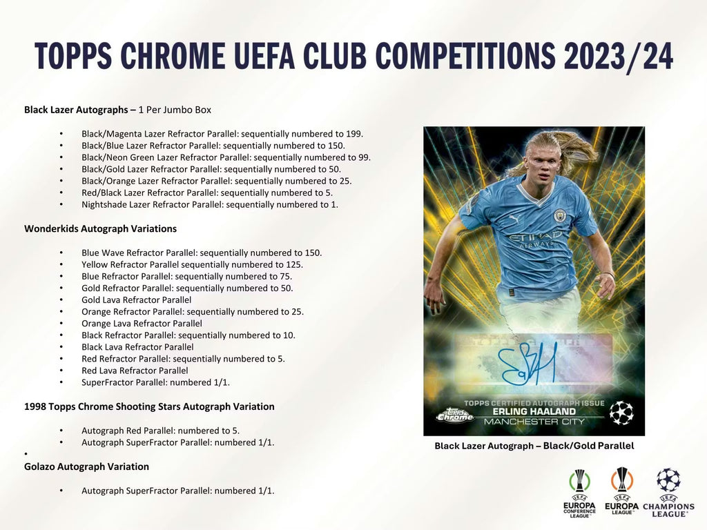 2023-24 Topps Chrome Soccer UEFA Club Competition Jumbo Hobby Trading Cards LV