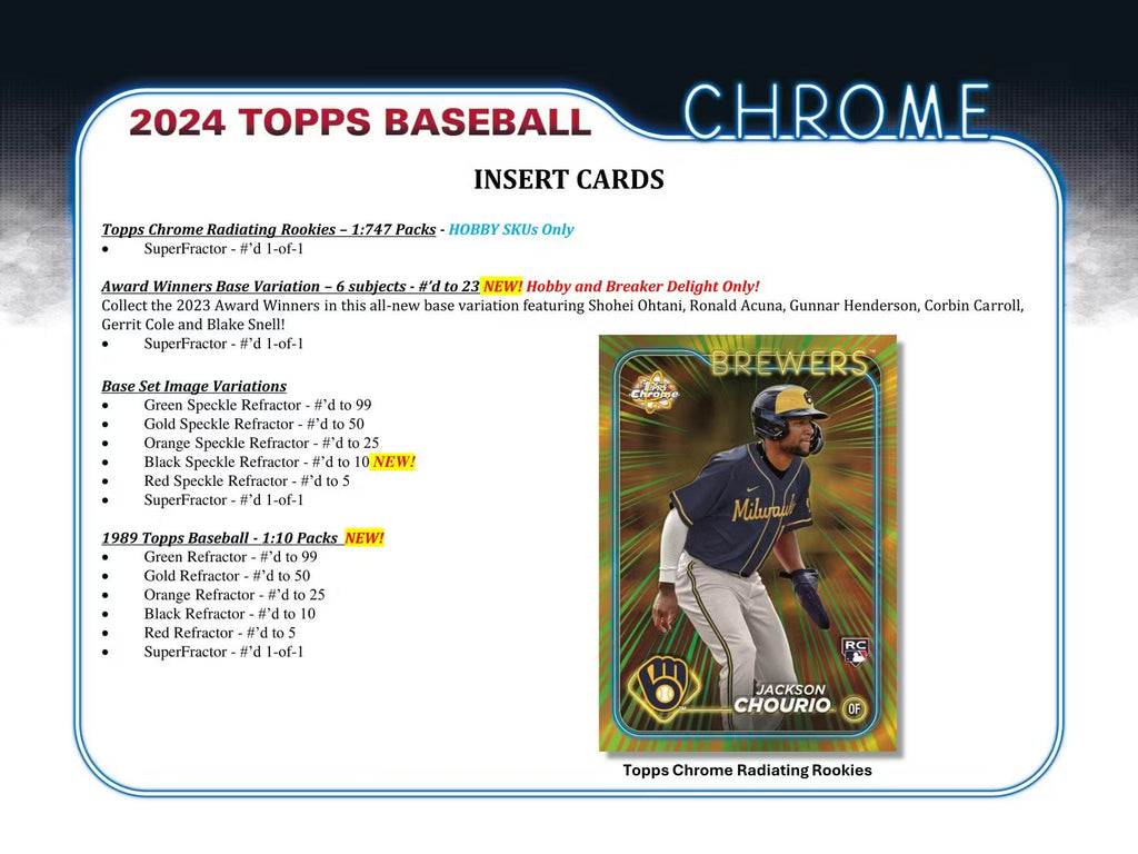 2024 Topps Chrome Baseball Breaker Delight Trading Cards LV