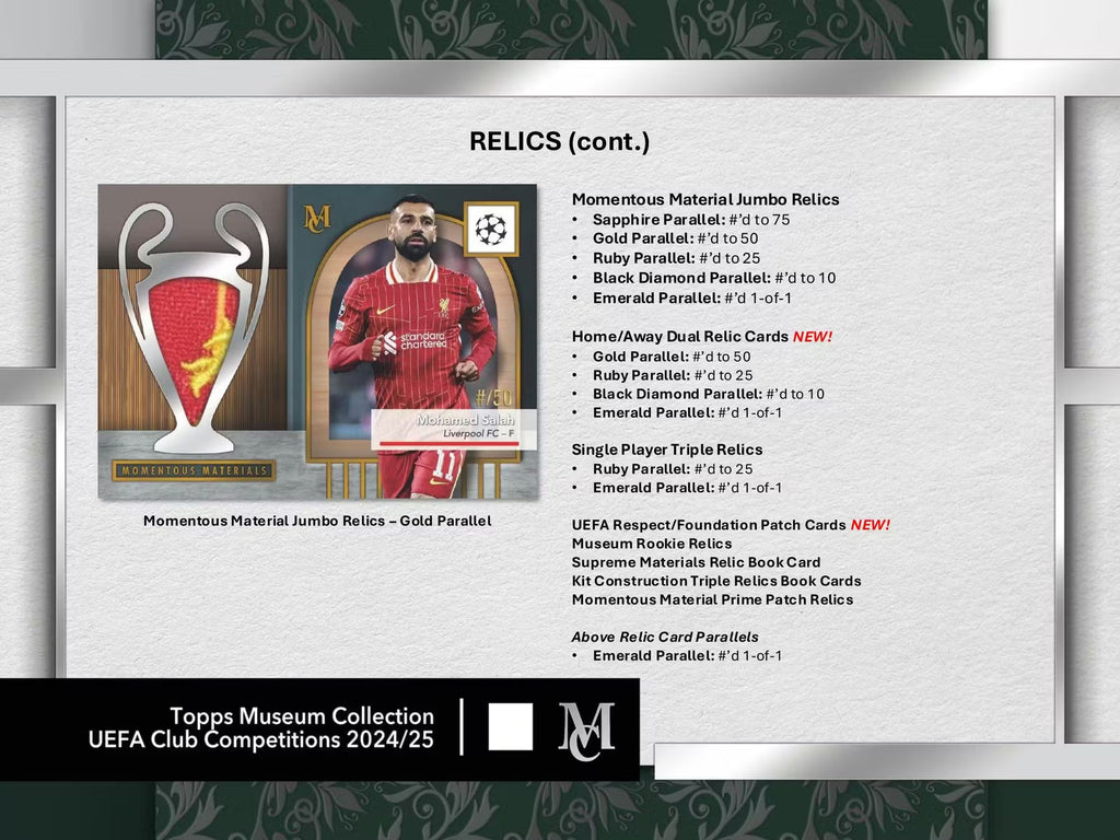2025 Topps UEFA Club Competitions Museum Collection Soccer Hobby Trading Cards LV