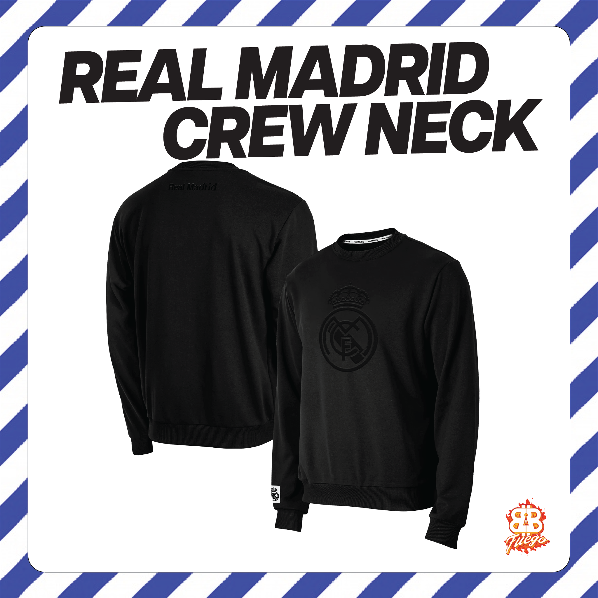 Real Madrid CF Crewneck Pullover Officially Licensed Los Blancos Sweatshirt | ¡Hala Madrid! LV