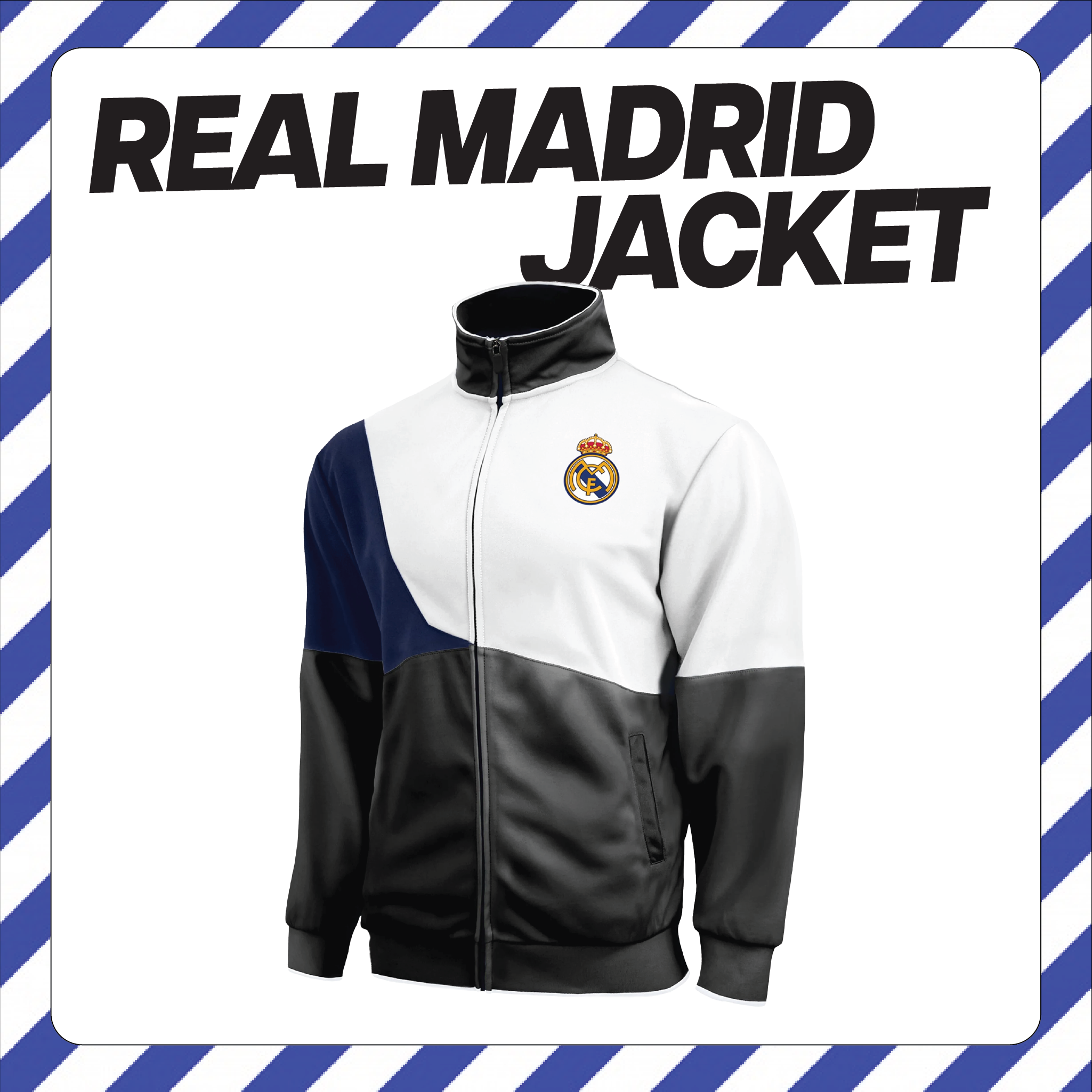 Real Madrid CF Track Jacket Officially Licensed Los Blancos Full-Zip | Men's Soccer Jacket Hala Madrid LV