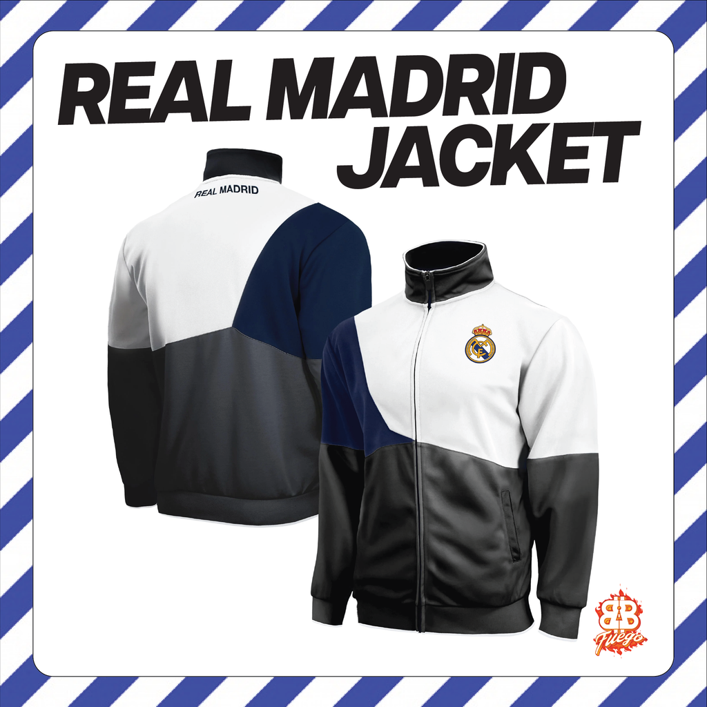 Real Madrid CF Track Jacket Officially Licensed Los Blancos Full-Zip | Men's Soccer Jacket Hala Madrid LV