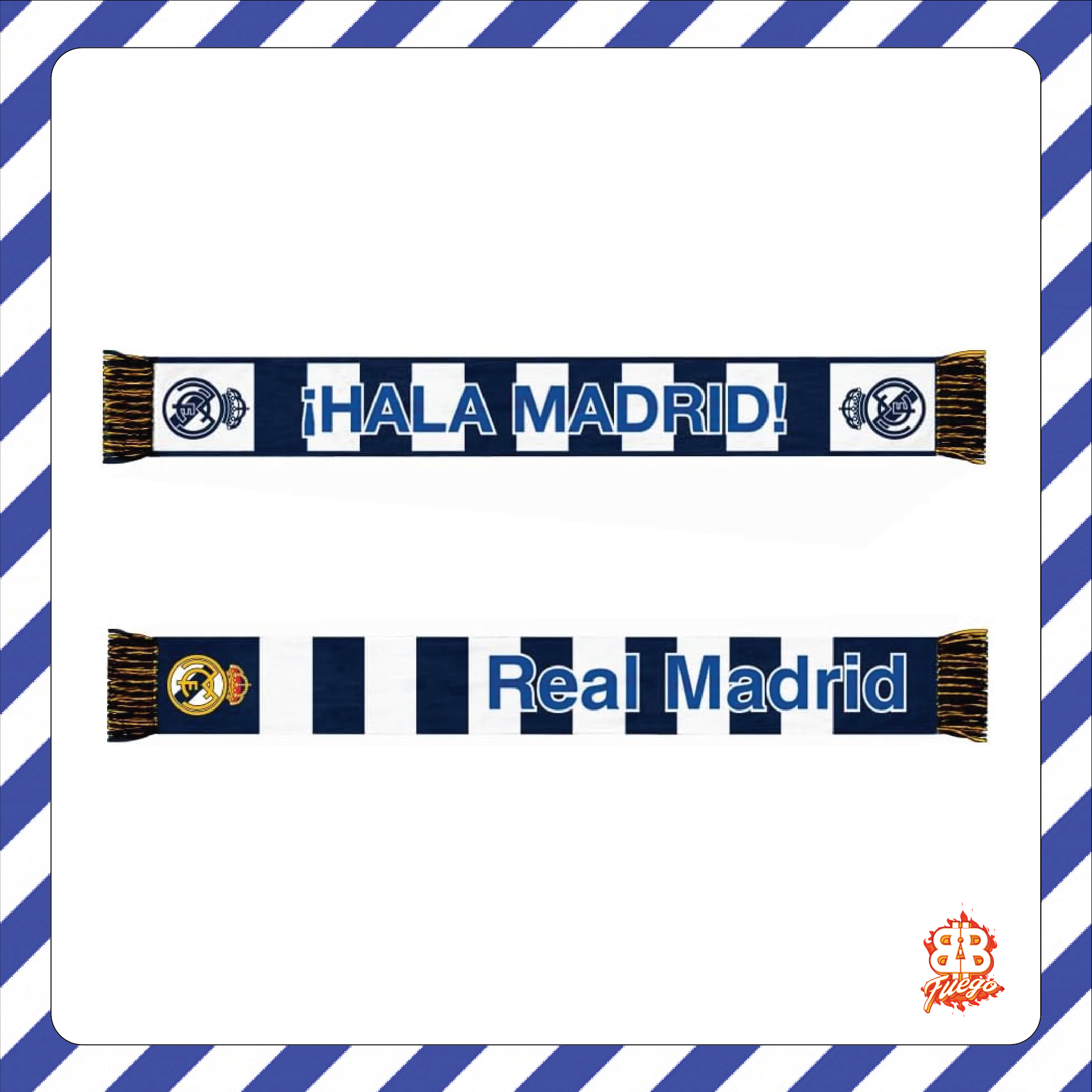 REAL MADRID Ultimate Fan Pack | 5-PC Los Blancos Bundle — Jacket, Jersey, Tee, Scarf + Ball | Hala Madrid! LV
