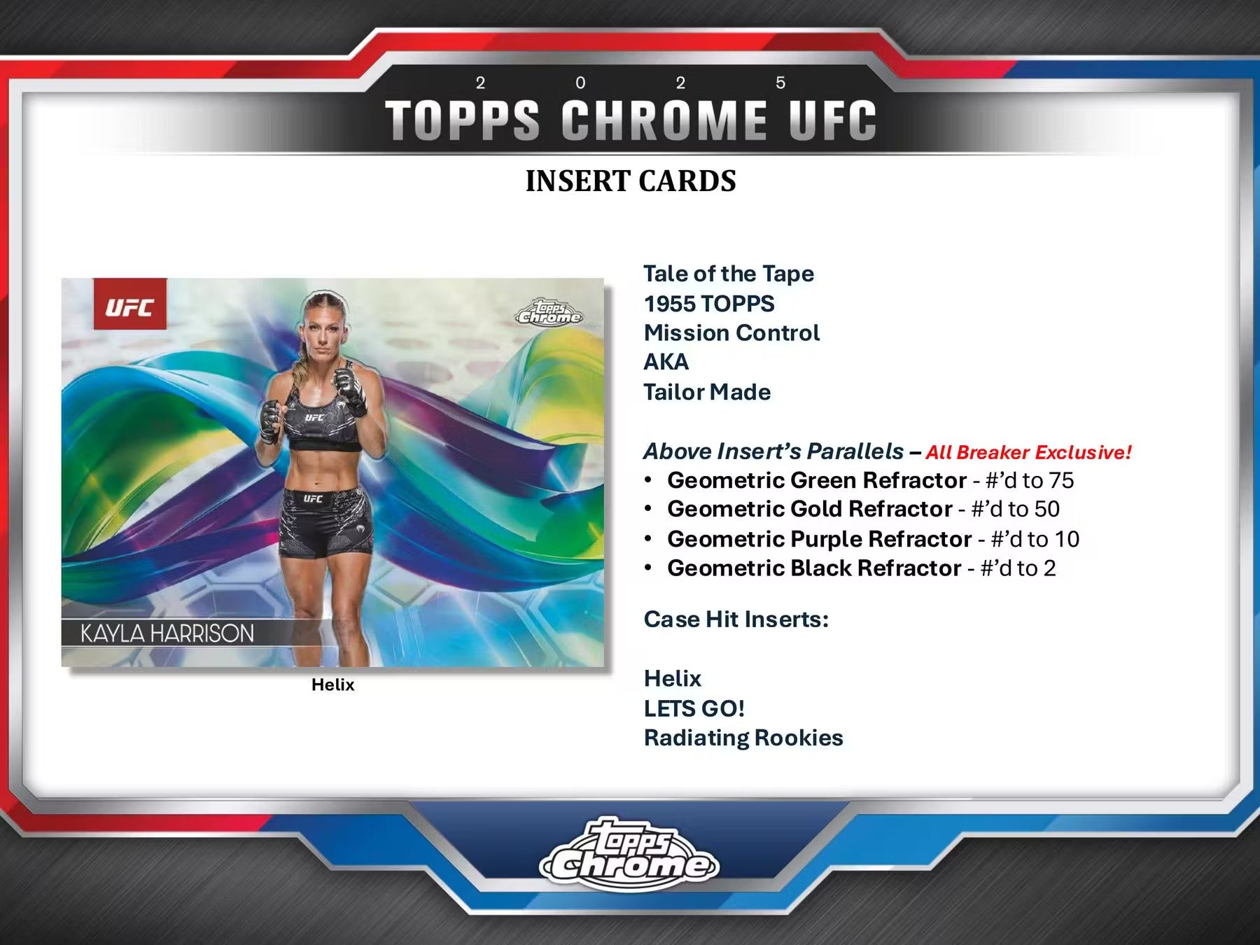2025 Topps Chrome UFC Breakers Delight Trading Cards LV